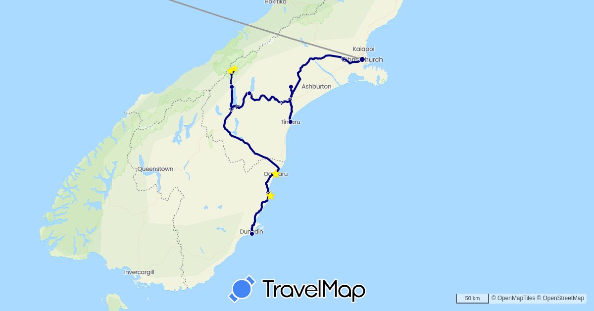 TravelMap itinerary: driving, plane, hiking in Germany, New Zealand, Singapore (Asia, Europe, Oceania)